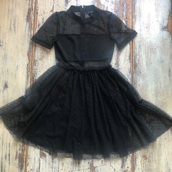 TOPSHOP Spot Mesh Dot Tulle Skater Prom Cocktail Dress US Size 2 Like new - Picture 2 of 10
